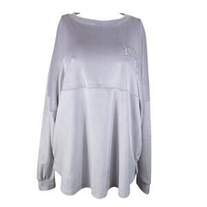 Victoria Secret Pink Gray Velvet Athletic Athleisure Winter Women's Top L